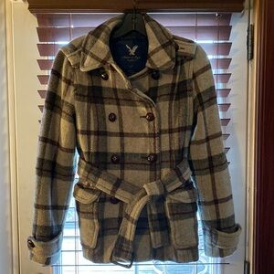 American Eagle Plaid Wool Coat